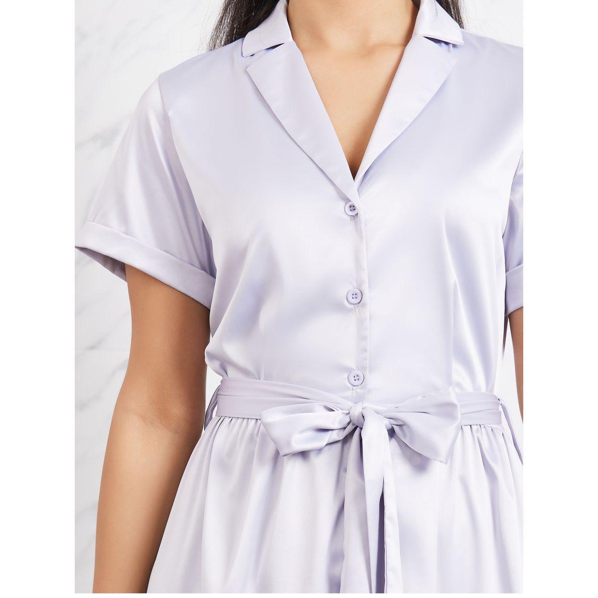 Styli Satin Notch Lapel Collar Self Tie Up Midi Dress-women-clothing-dresses-image-3