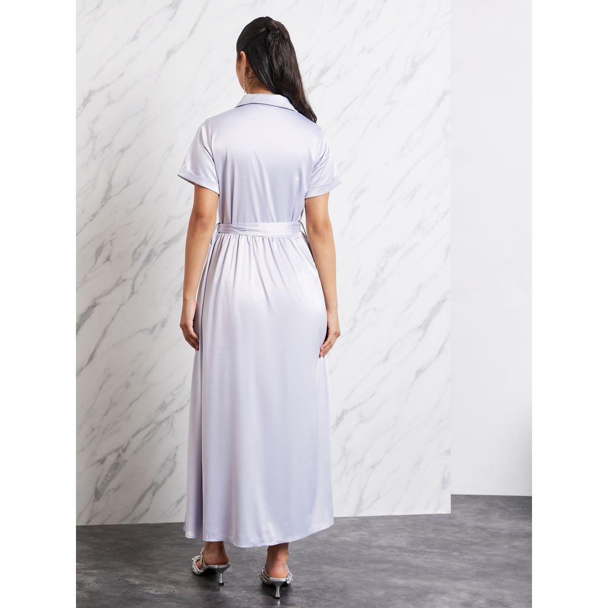 Styli Satin Notch Lapel Collar Self Tie Up Midi Dress-women-clothing-dresses-image-4