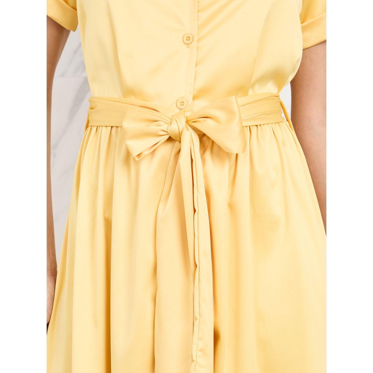 Styli Satin Notch Lapel Collar Self Tie Up Midi Dress-women-clothing-dresses-image-3
