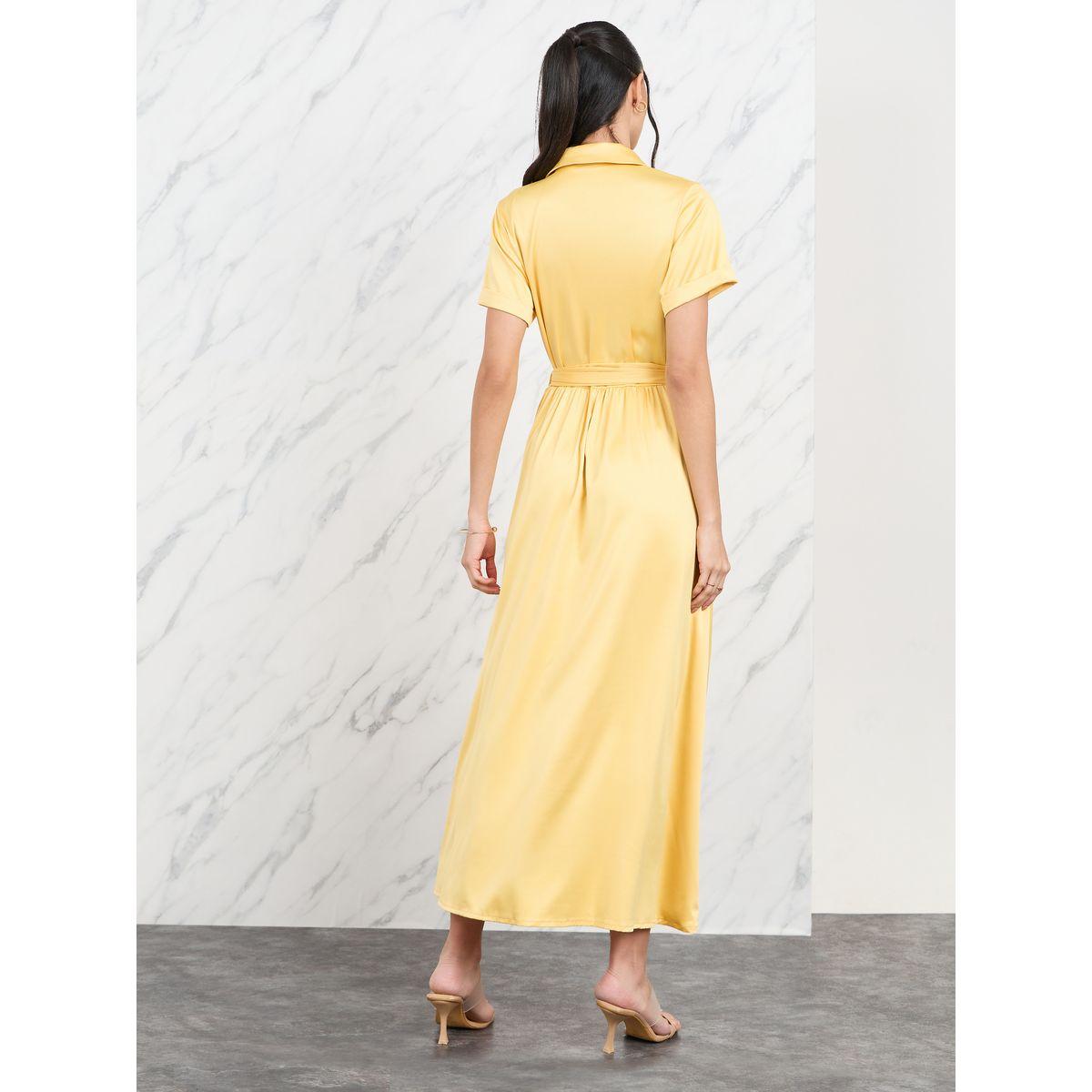 Styli Satin Notch Lapel Collar Self Tie Up Midi Dress-women-clothing-dresses-image-4