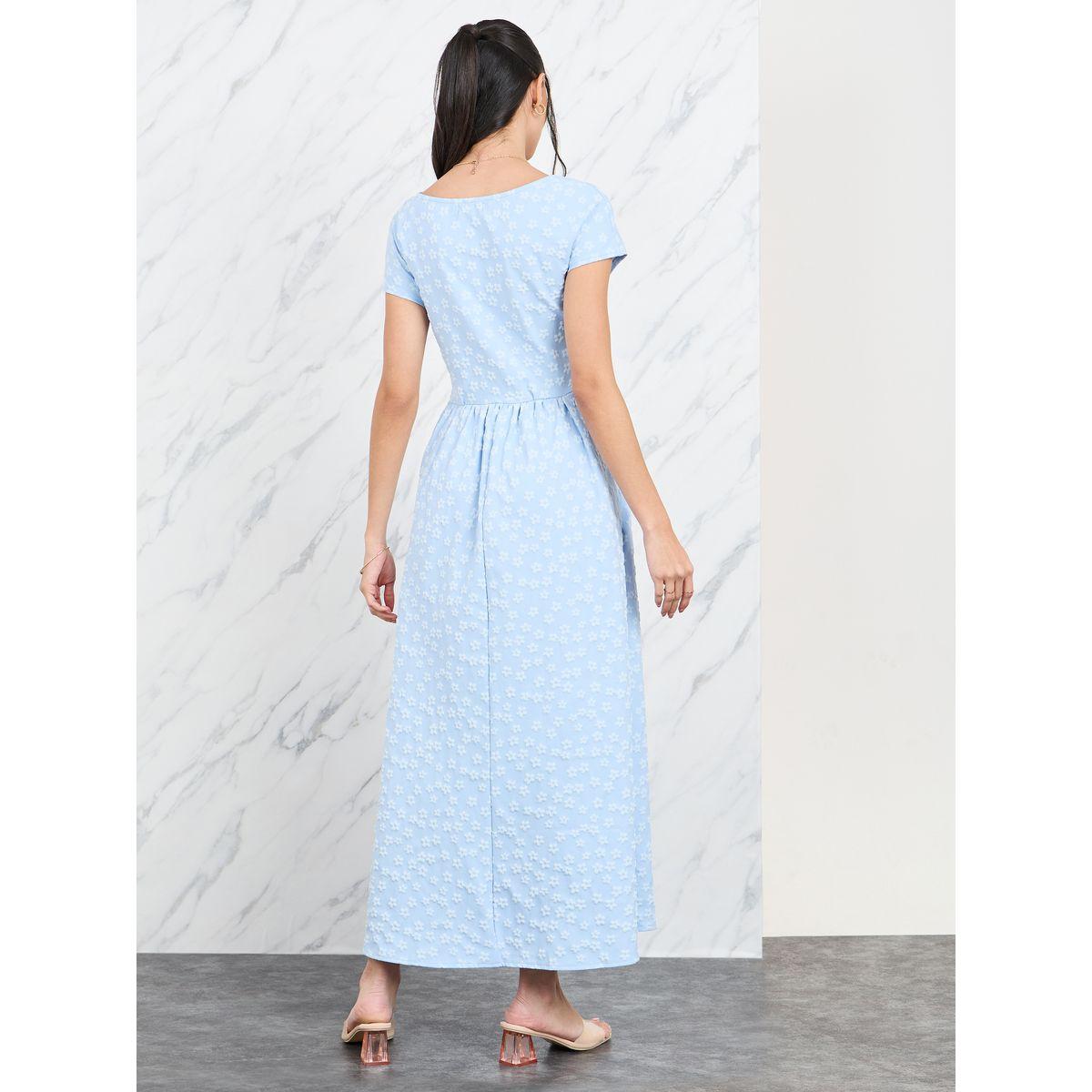 فستان طويل بتفاصيل زهور بارزة الملمس مع رباط-women-clothing-dresses-image-4