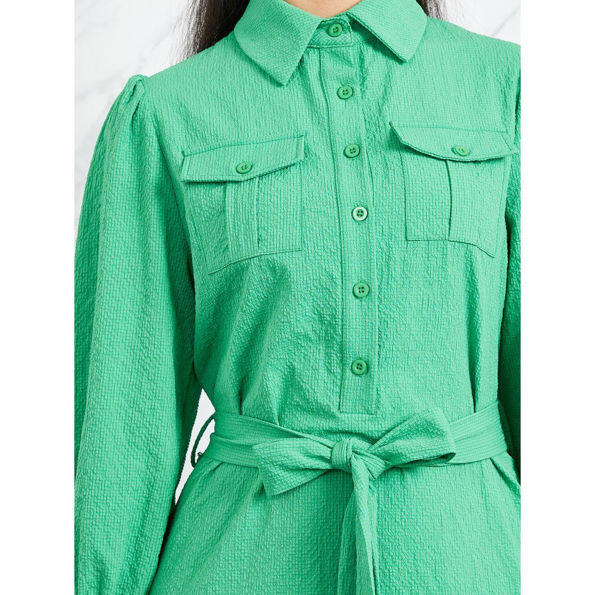 فستان ميدي بتفاصيل بارزة الملمس وأربطة-women-clothing-dresses-image-3