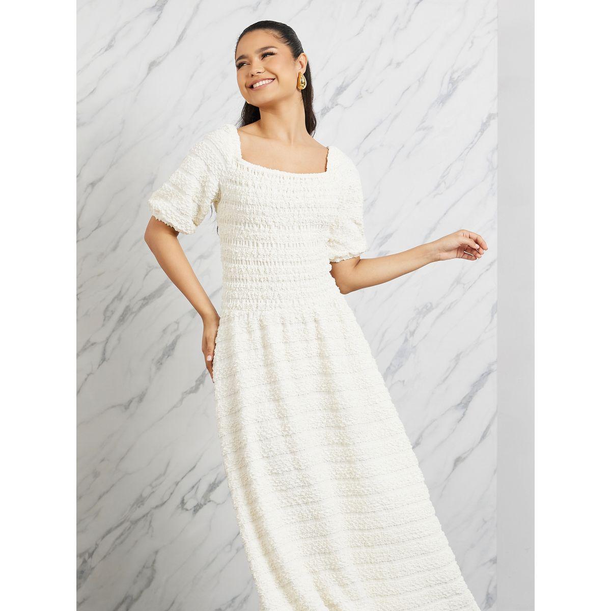 فستان طويل بحافة واسعة واكمام منفوخة-women-clothing-dresses-image-2