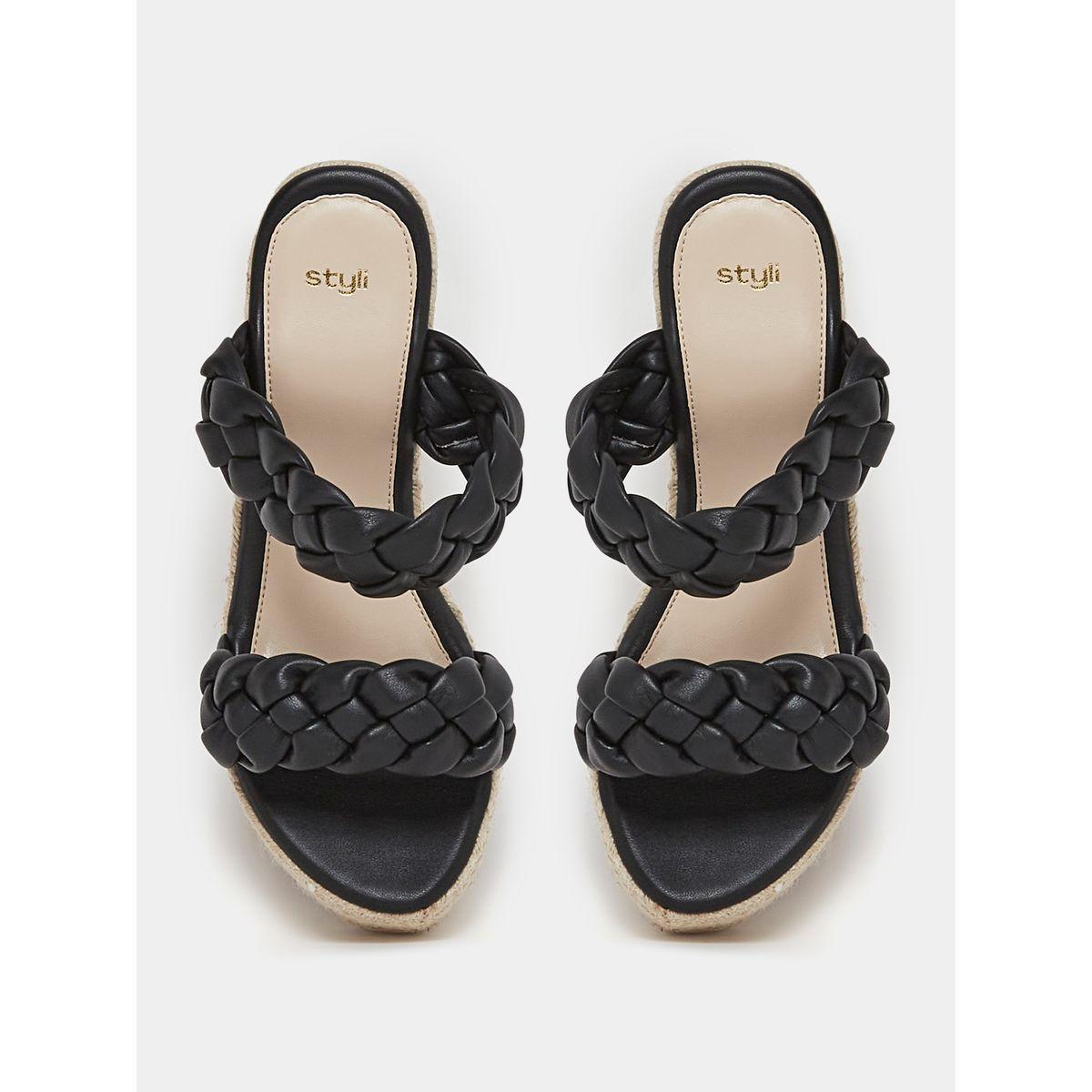 Styli Braided Strap Slip On Wedge Heel Sandals-women-shoes-heels-image-6