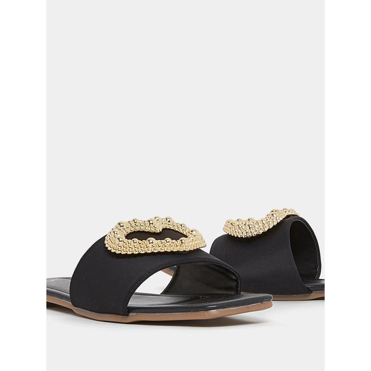 Styli Metallic Beaded Heart Accent Slip On Flat Sandals-women-shoes-sandals-flats-image-4