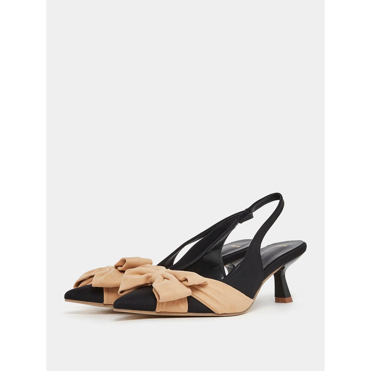 Styli Bow Detail Slingback Kitten Heel Sandals-women-shoes-heels-image-3
