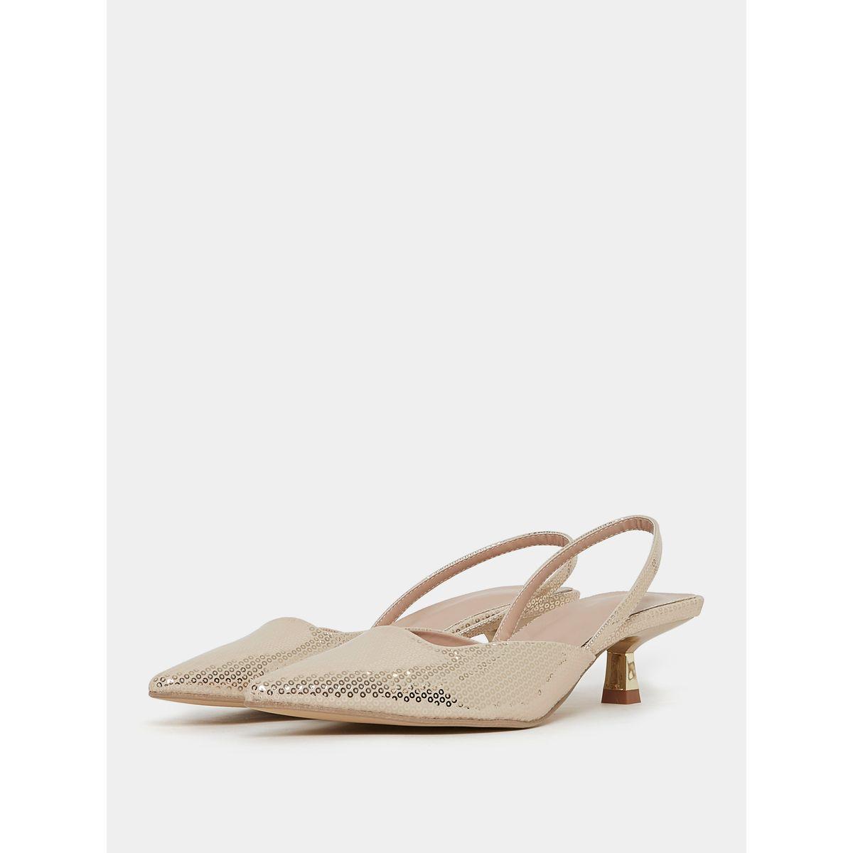 Styli Sequin Detail Slingback Kitten Heel Sandals-women-shoes-heels-image-3
