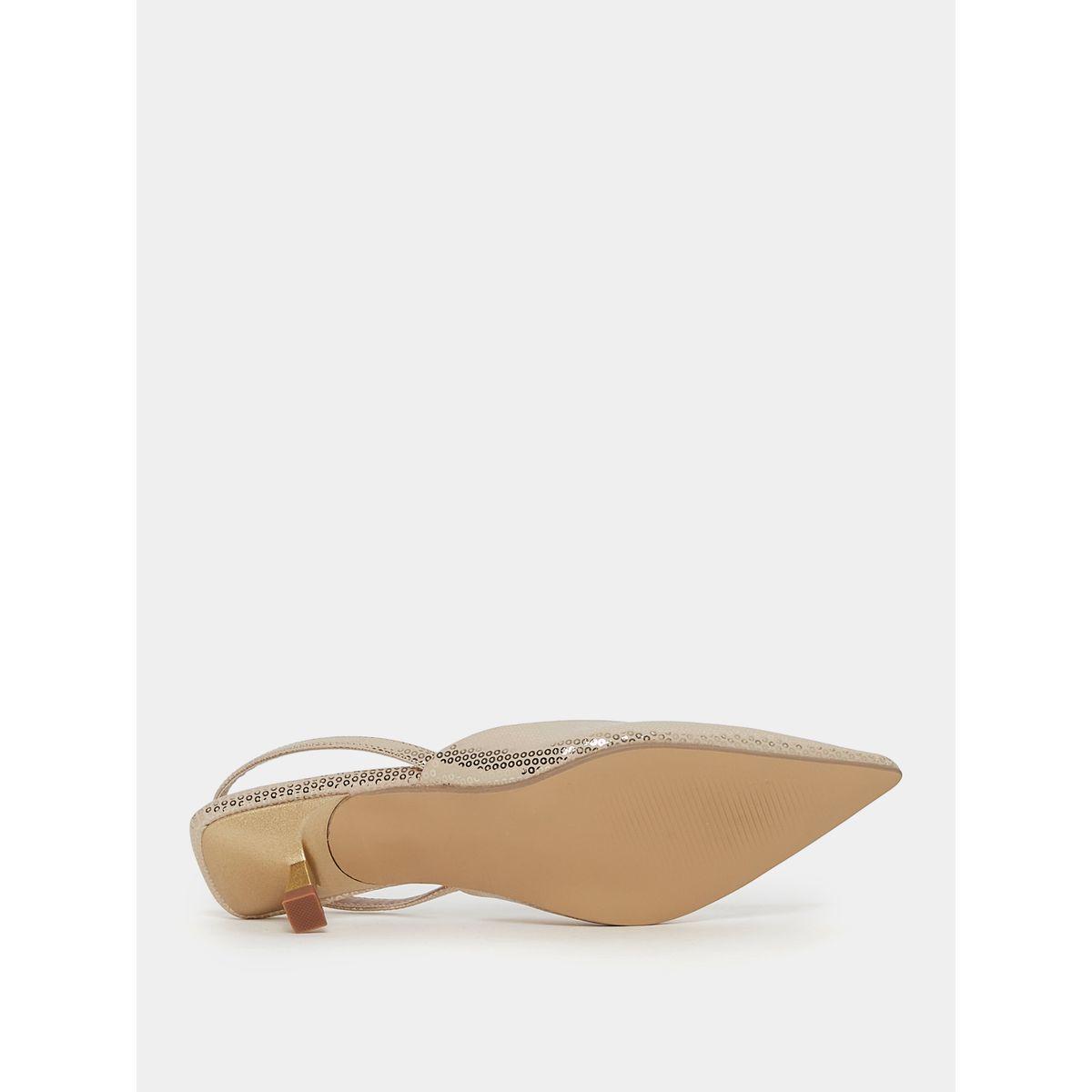 Styli Sequin Detail Slingback Kitten Heel Sandals-women-shoes-heels-image-7