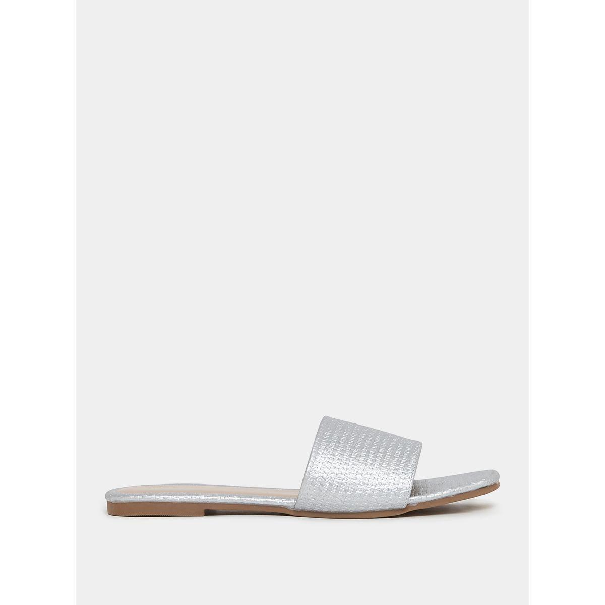Styli Textured Slip On Flat Sandals-women-shoes-sandals-flats-image-2