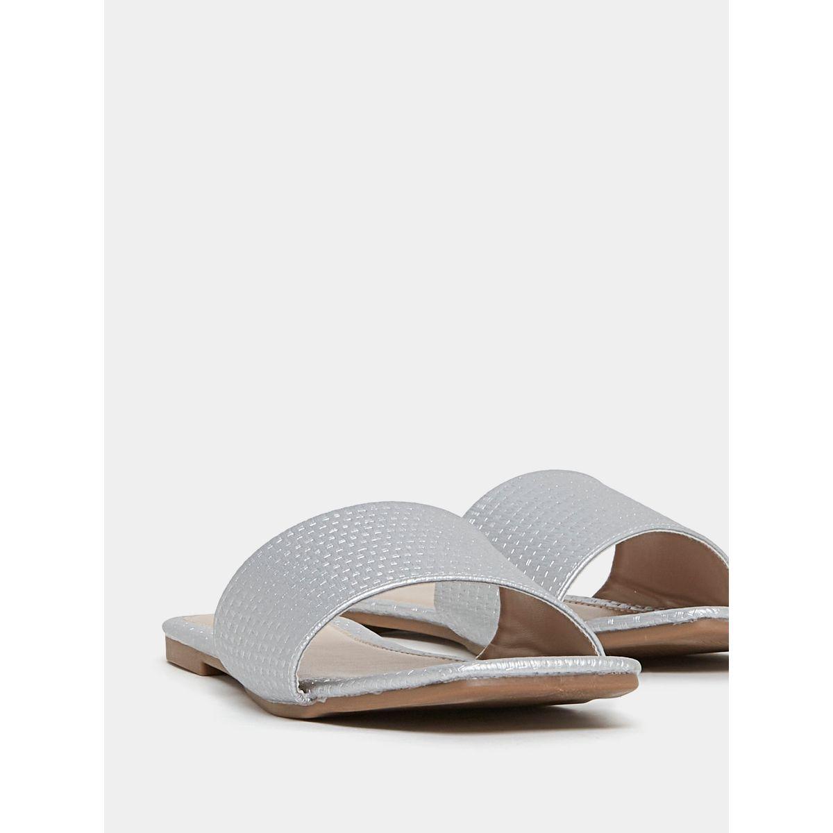 Styli Textured Slip On Flat Sandals-women-shoes-sandals-flats-image-4