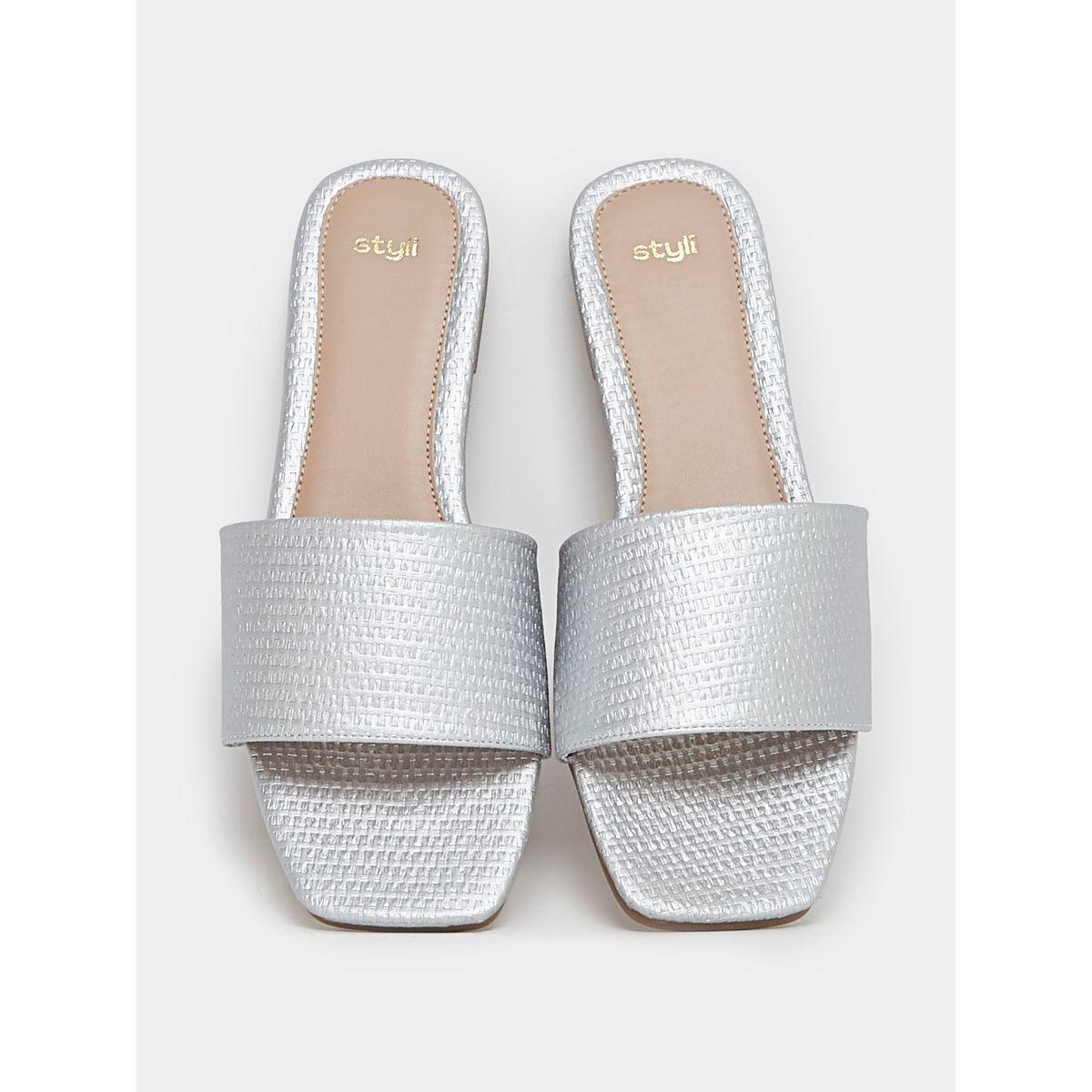 Styli Textured Slip On Flat Sandals-women-shoes-sandals-flats-image-6