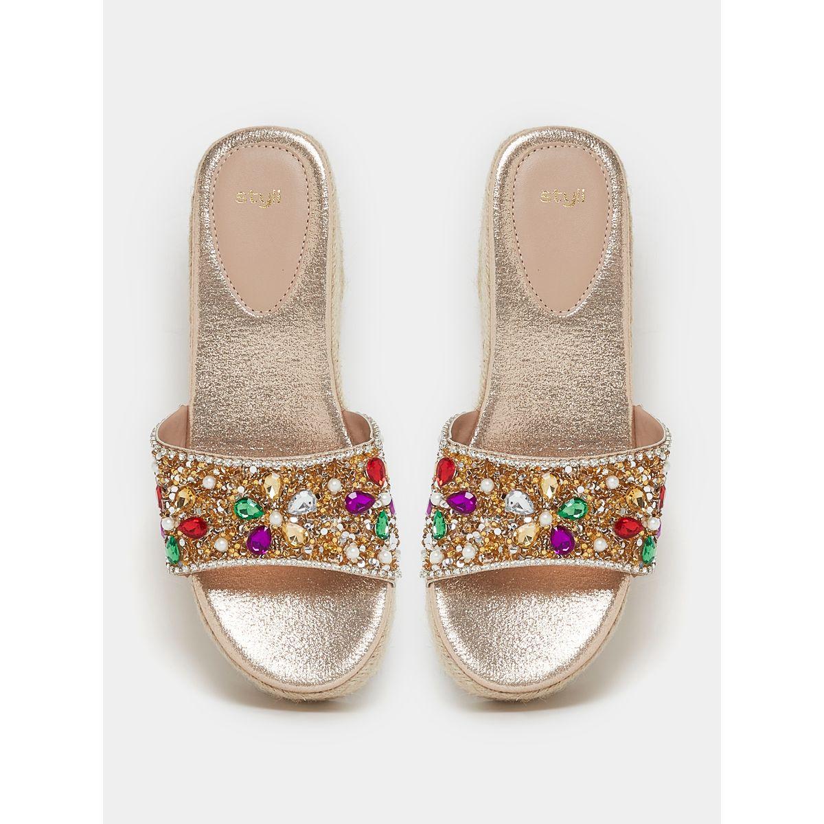 Styli Faux Gemstone Embellished Strap Wedge Sandal-women-shoes-heels-image-6