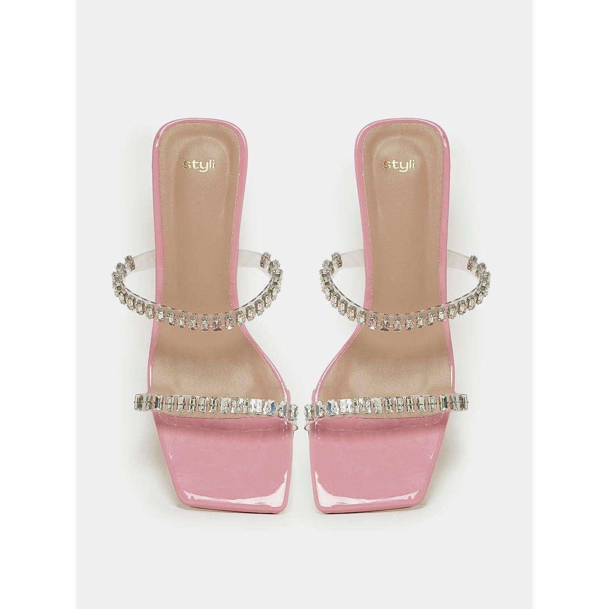 Styli Embellished Strappy Block Heel Sandals-women-shoes-heels-image-6