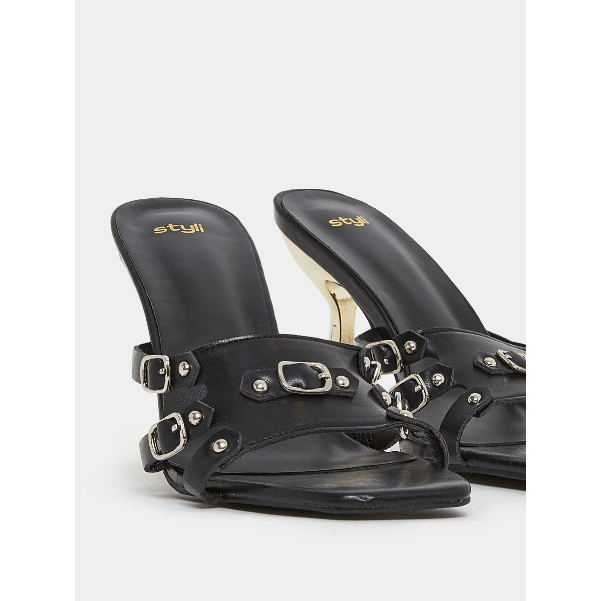 Styli Buckle Detail Strap Stiletto Heel Sandal-women-shoes-heels-image-4