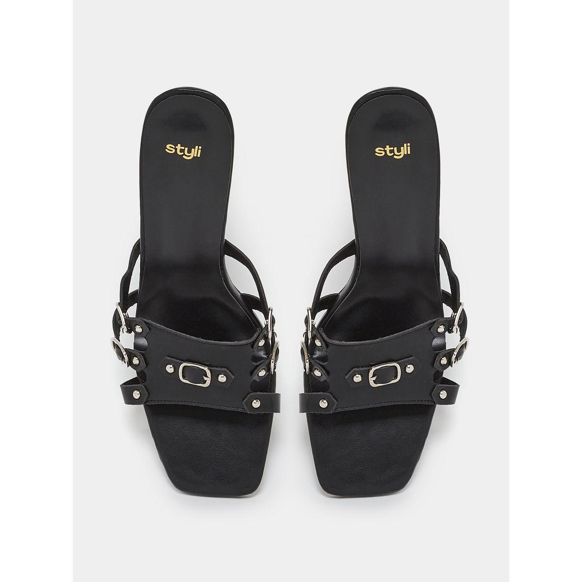 Styli Buckle Detail Strap Stiletto Heel Sandal-women-shoes-heels-image-6