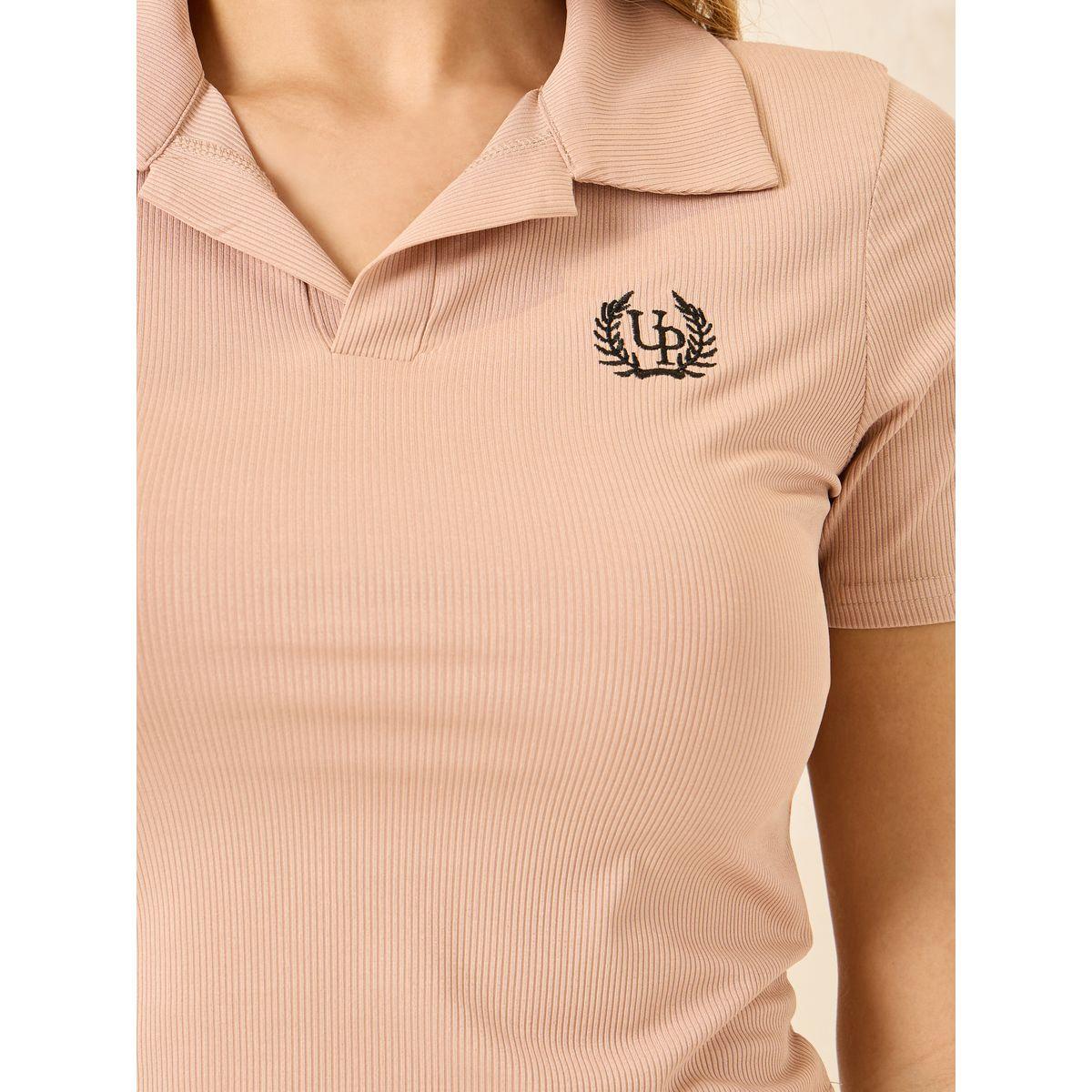 Styli Embroidered Ribbed Fitted Crop Polo T-Shirt-women-clothing-tshirts-image-4