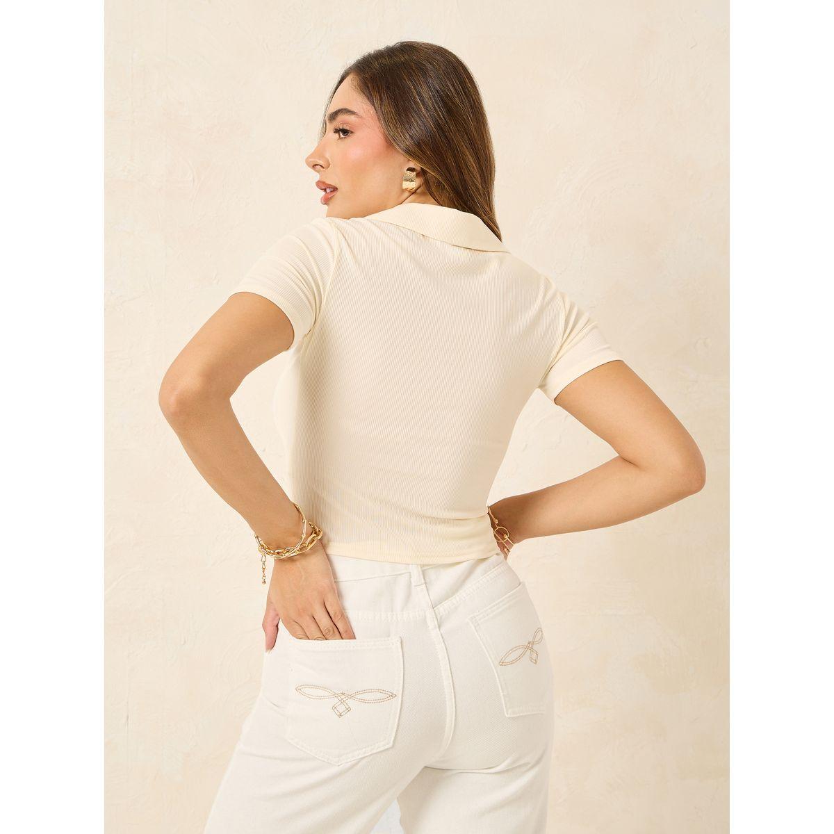 تيشيرت بولو قصير بتفاصيل مُطرّزة-women-clothing-tshirts-image-5