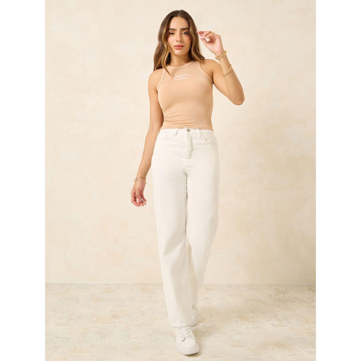 بلوزة مضلعة بلا اكمام مع ياقة دائرية-women-clothing-tshirts-image-2