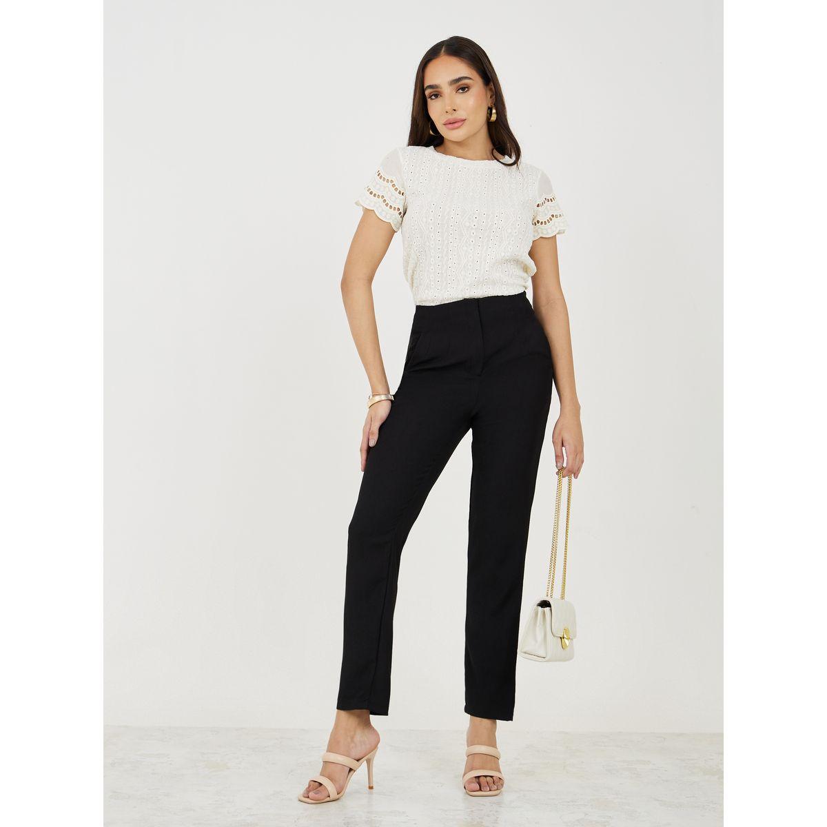 تيشيرت مزين بفتحات مع ياقة دائرية-women-clothing-tshirts-image-3