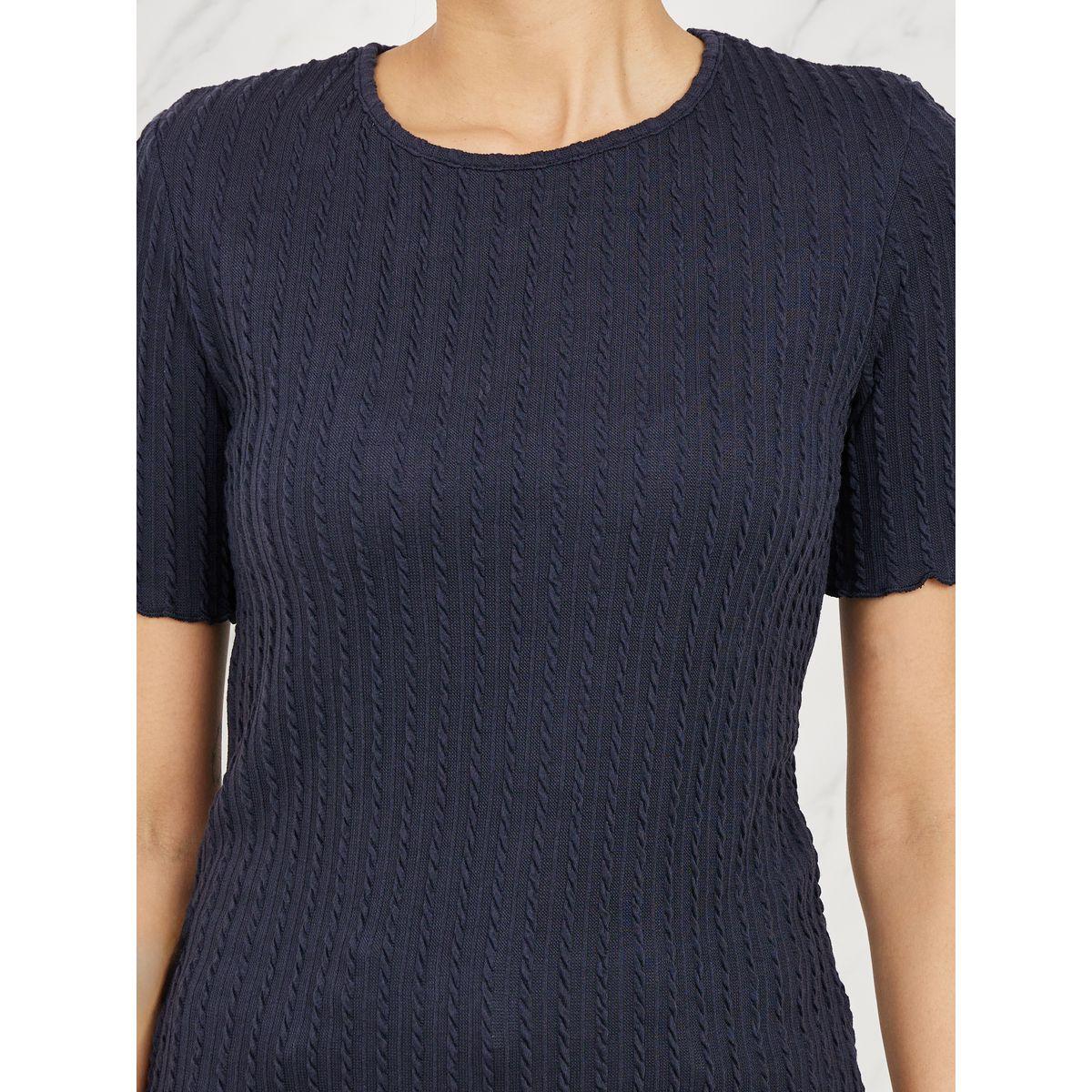 Styli Regular Fit Cable Knit Texture Lettuce Trim T-shirt-women-clothing-tshirts-image-4