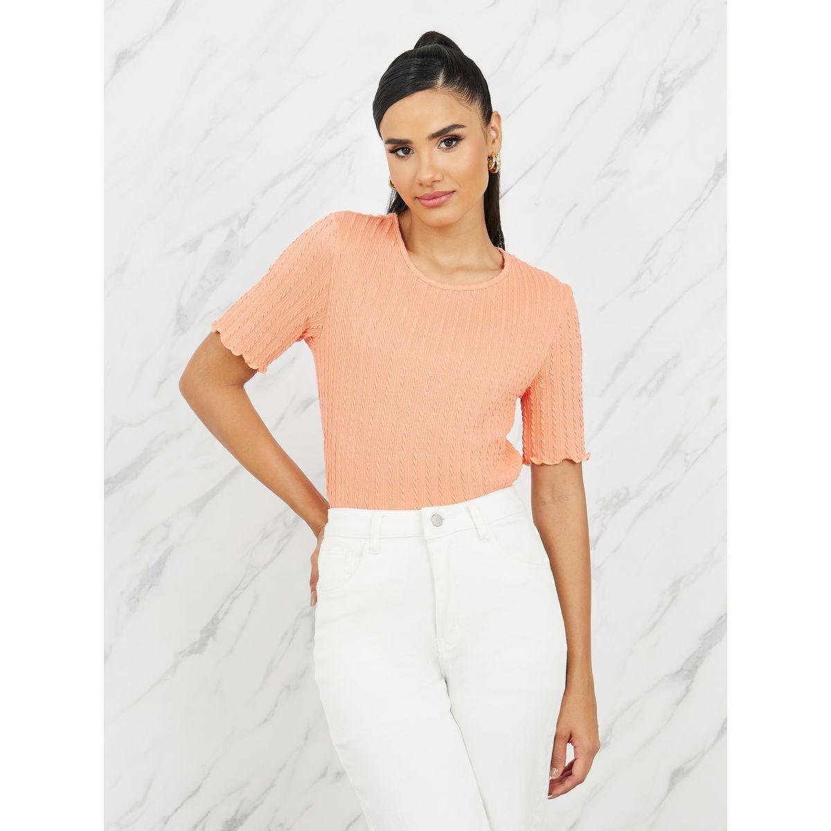 تيشيرت محبوك بقصة عادية-women-clothing-tshirts-image-1
