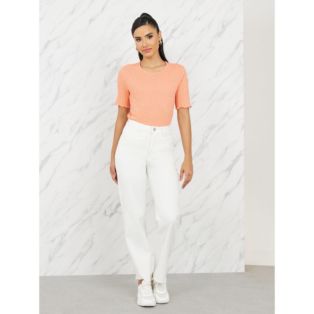 تيشيرت محبوك بقصة عادية-women-clothing-tshirts-image-3
