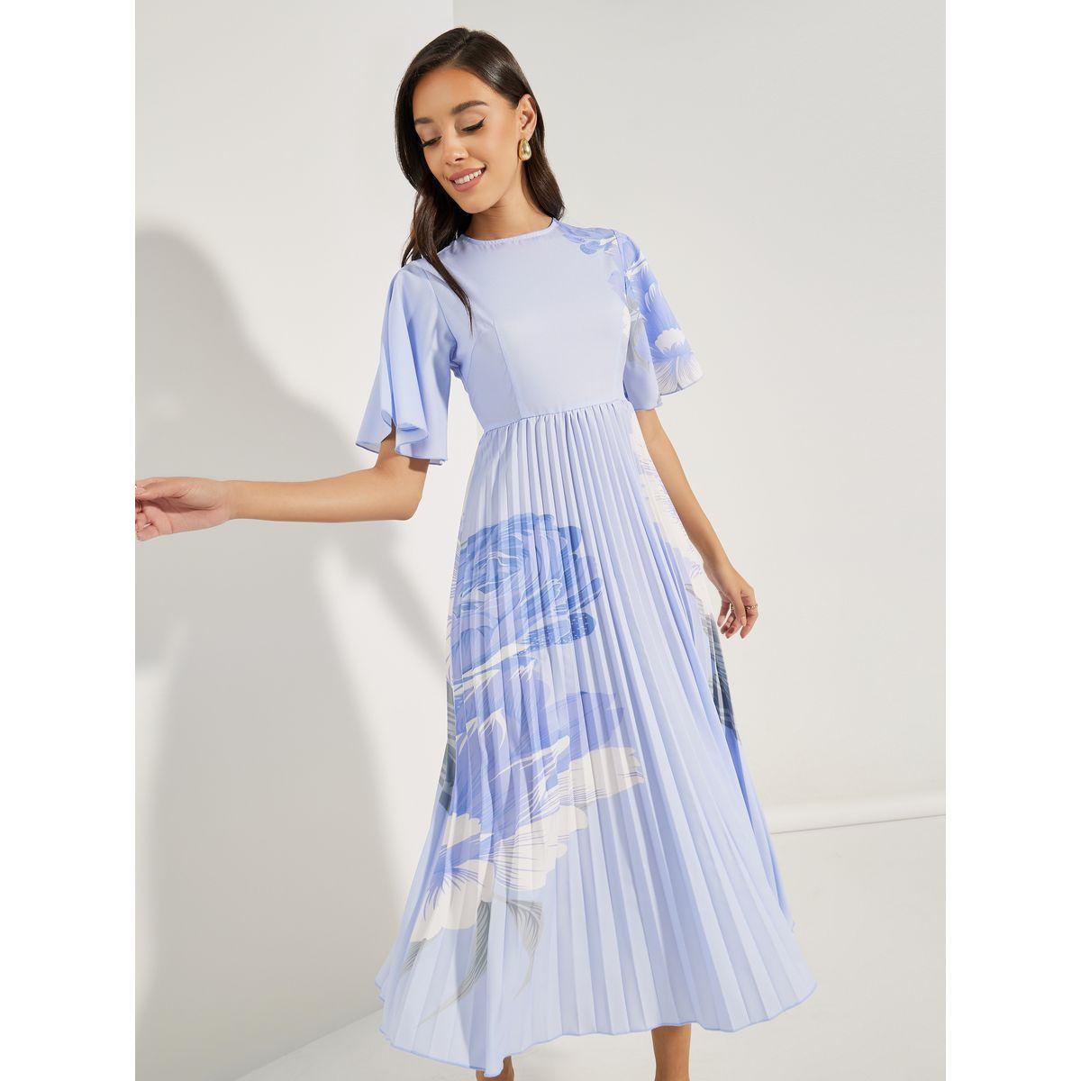 فستان ميدي مطبع بزهور مع كسرات-women-clothing-dresses-image-2