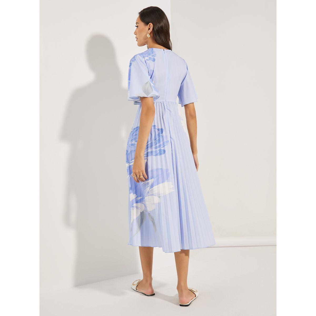 Styli Limited Floral Print Pleated A-Line Midi Dress-women-clothing-dresses-image-4