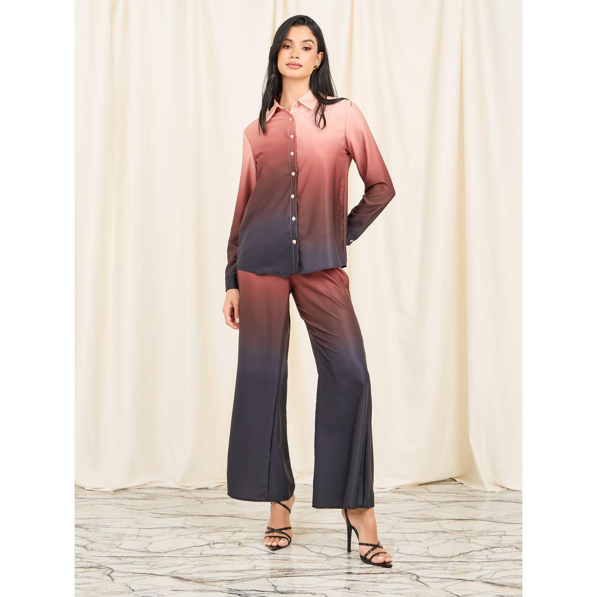 طقم منسق من بنطال واسع مع بلوزة بقصة سليم فت-women-clothing-coordsets-image-1