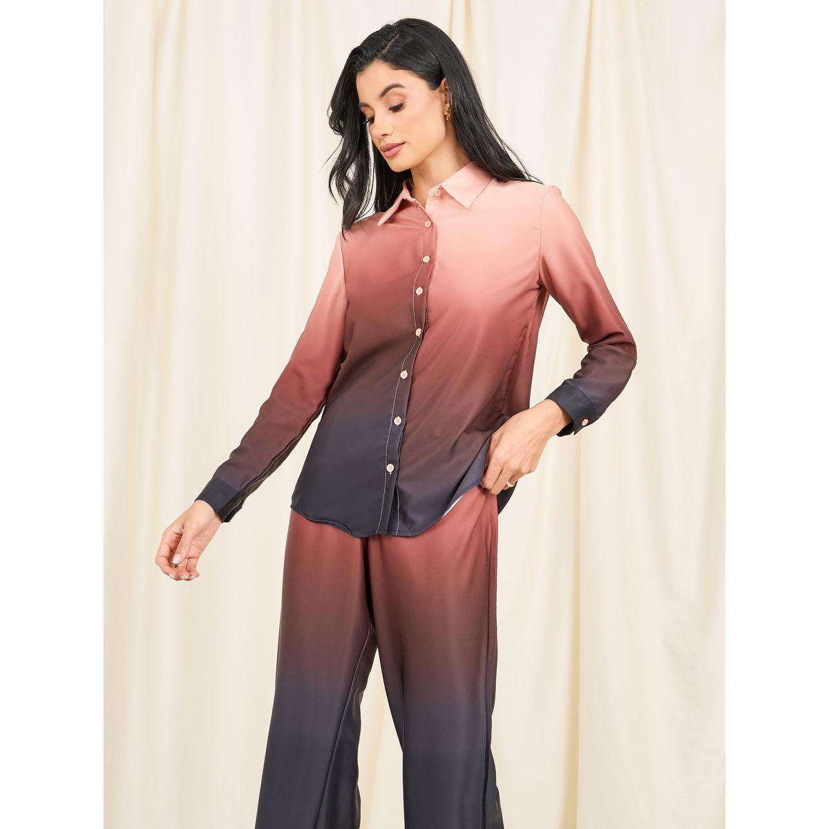 طقم منسق من بنطال واسع مع بلوزة بقصة سليم فت-women-clothing-coordsets-image-2