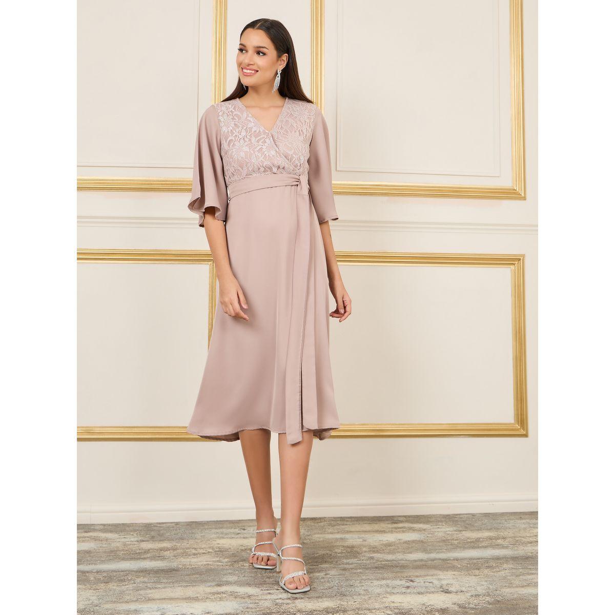 Styli Lace Detail Flared Sleeves Wrap Midi Dress-women-clothing-dresses-image-2
