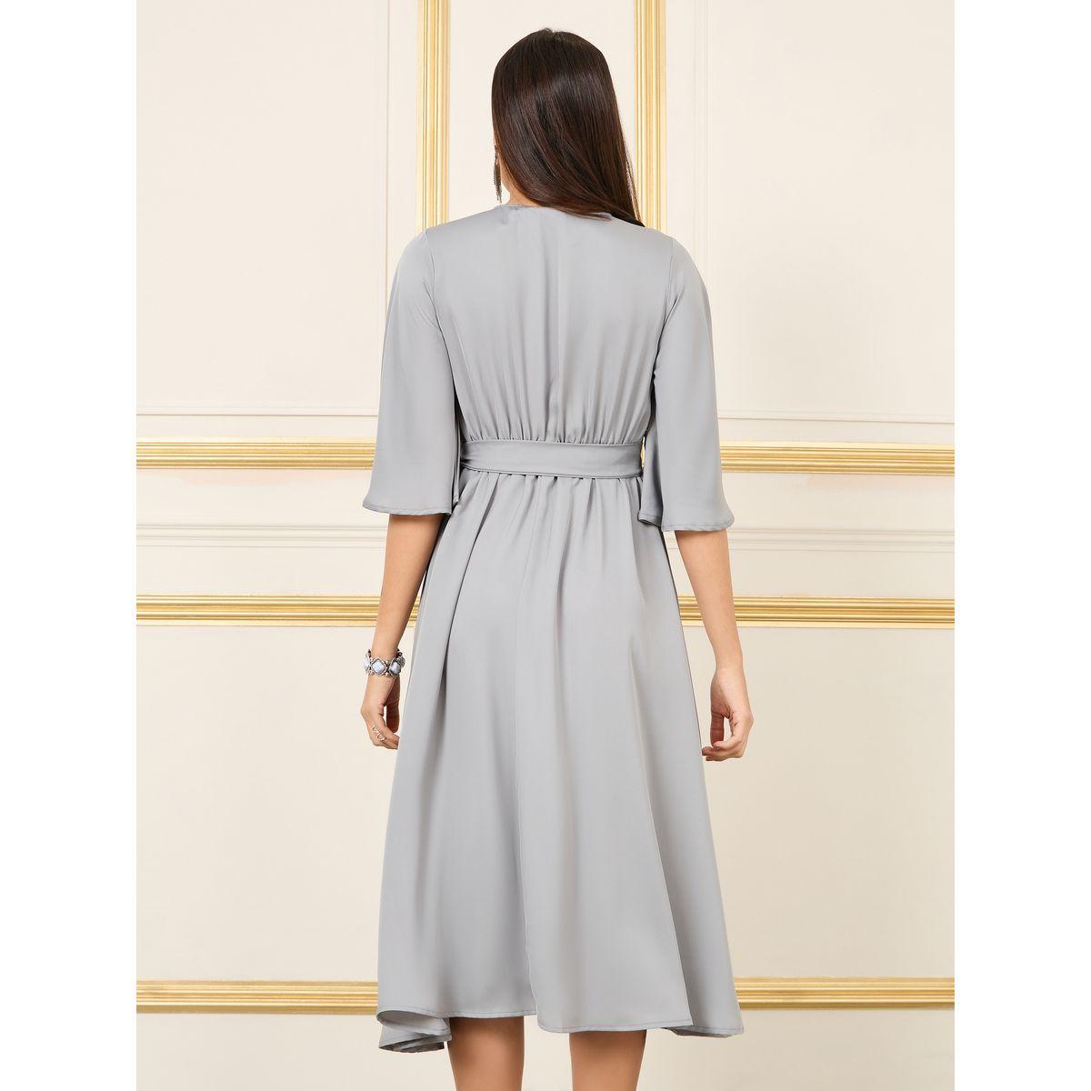 Styli Lace Detail Flared Sleeves Wrap Midi Dress-women-clothing-dresses-image-4