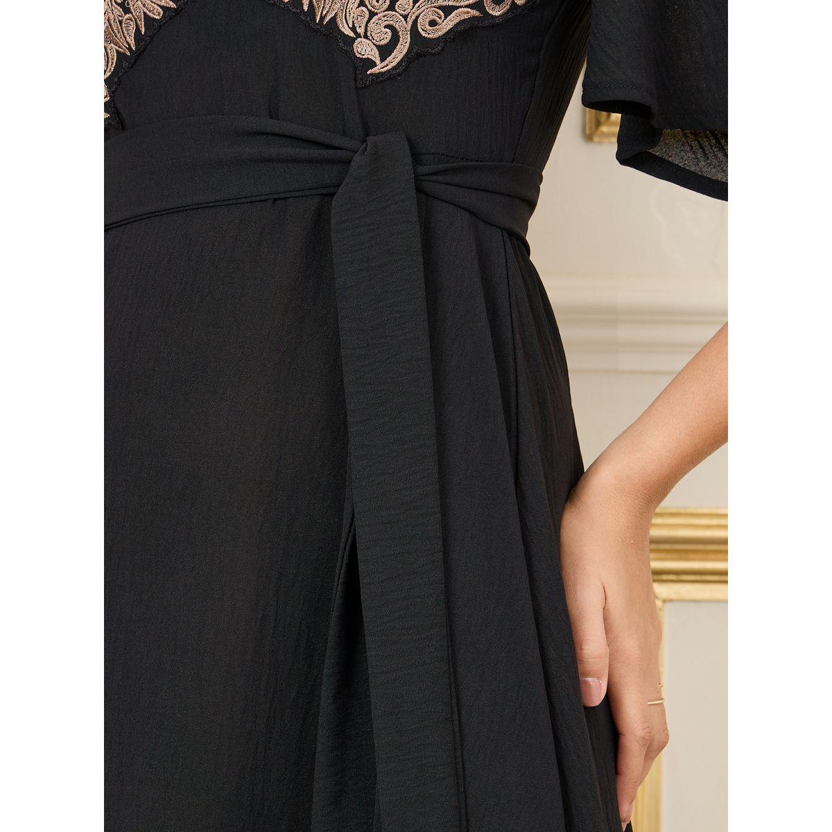Styli Embroidered Keyhole Neck A-Line Midi Dress-women-clothing-dresses-image-3