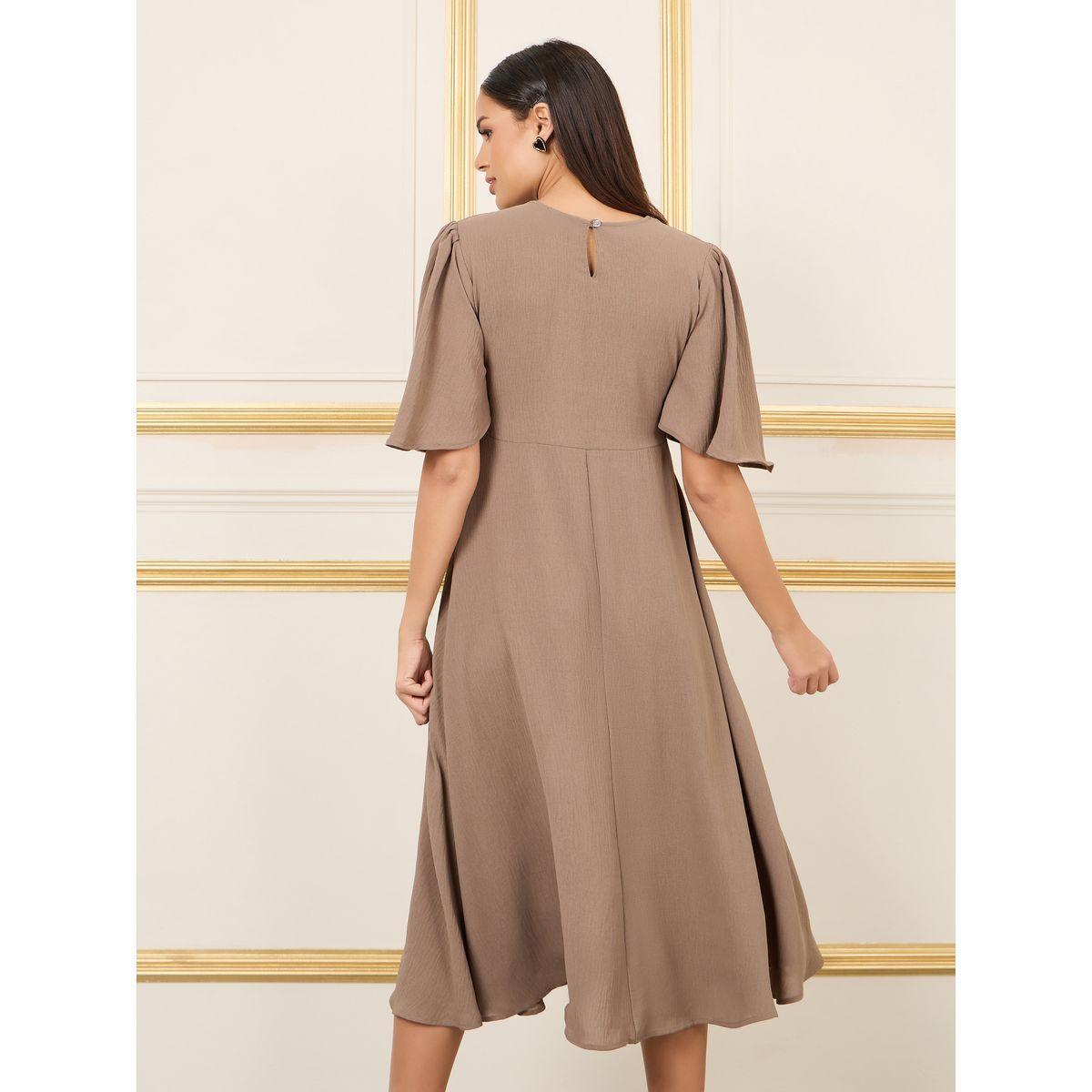 فستان ميدي بتفاصيل مُطرّزة مع ياقة بشق-women-clothing-dresses-image-4