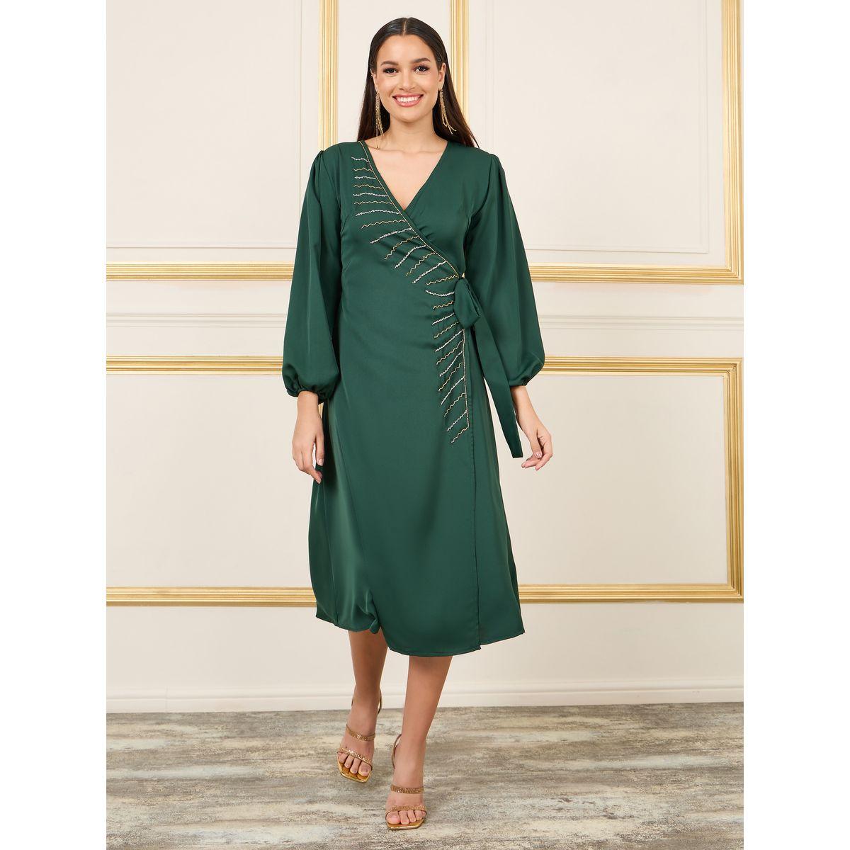 Styli Beaded Detail A-Line Wrap Midi Dress-women-clothing-dresses-image-2