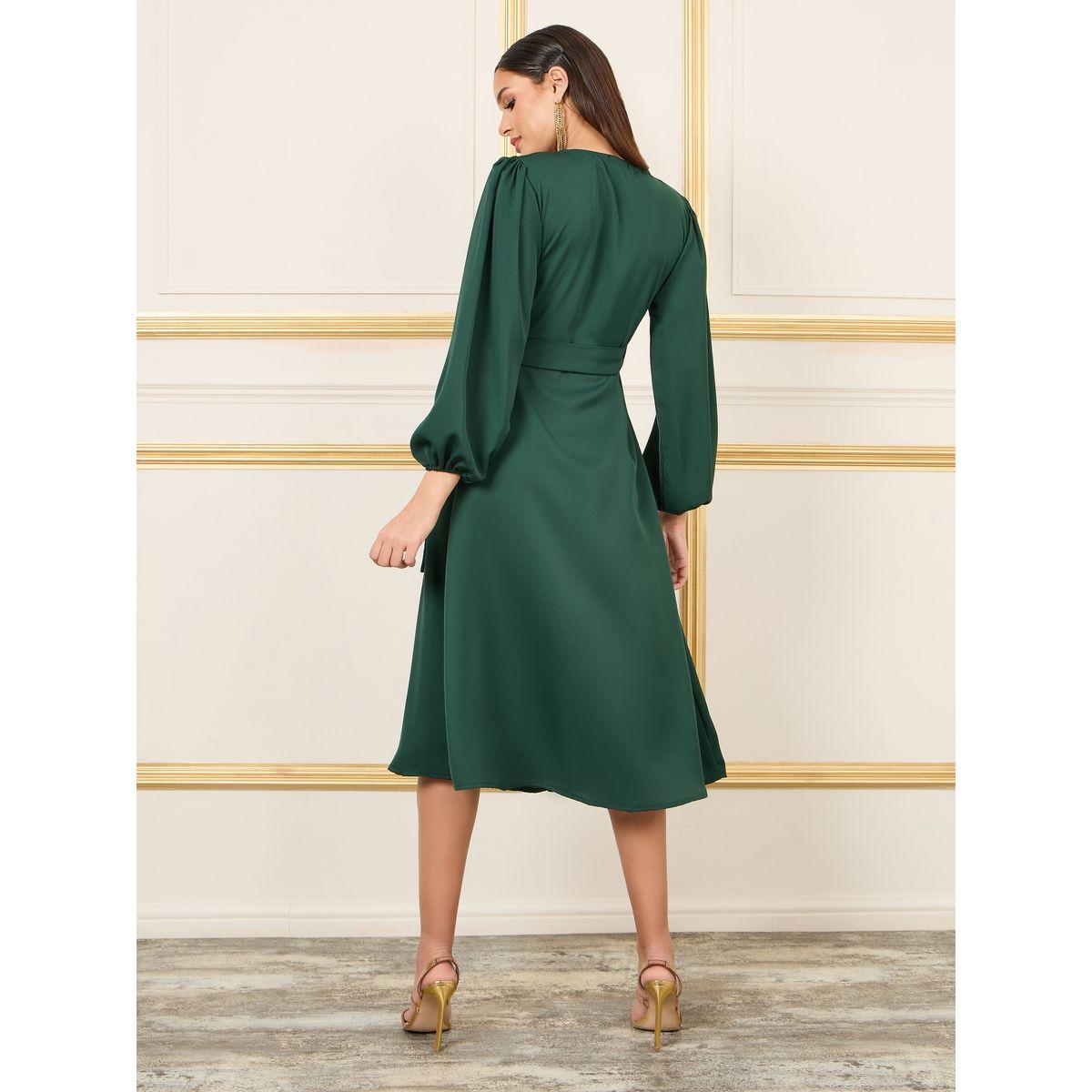 Styli Beaded Detail A-Line Wrap Midi Dress-women-clothing-dresses-image-4