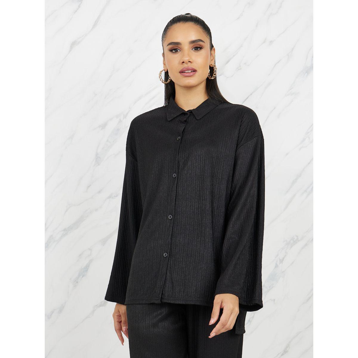 Styli Elevate Textured Knit Drop Shoulder Shirt and Wide Leg Pant Set-women-clothing-coordsets-image-3