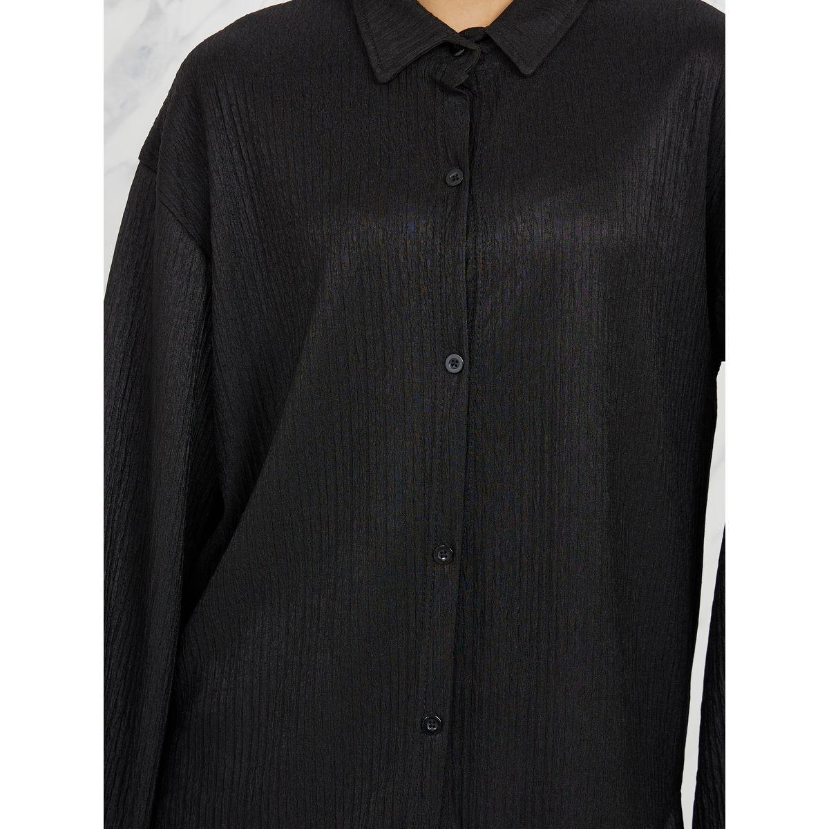 Styli Elevate Textured Knit Drop Shoulder Shirt and Wide Leg Pant Set-women-clothing-coordsets-image-4