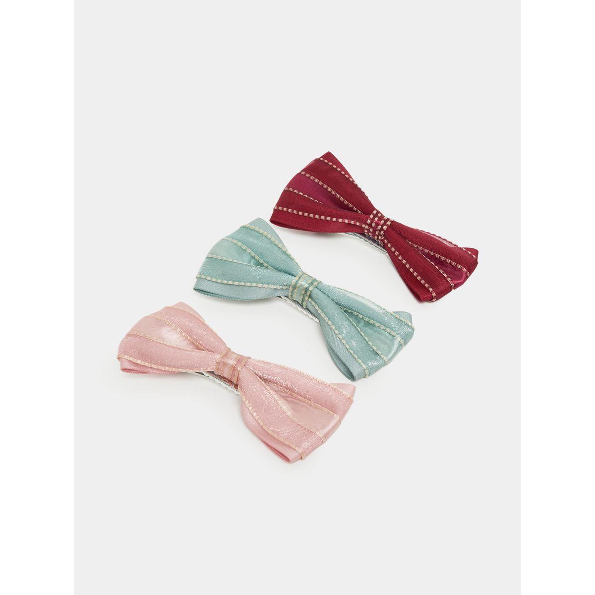 مجموعة من 3 مشابك شعر ساتان بشكل فيونكة-girls-accessories-jewellery-image-1