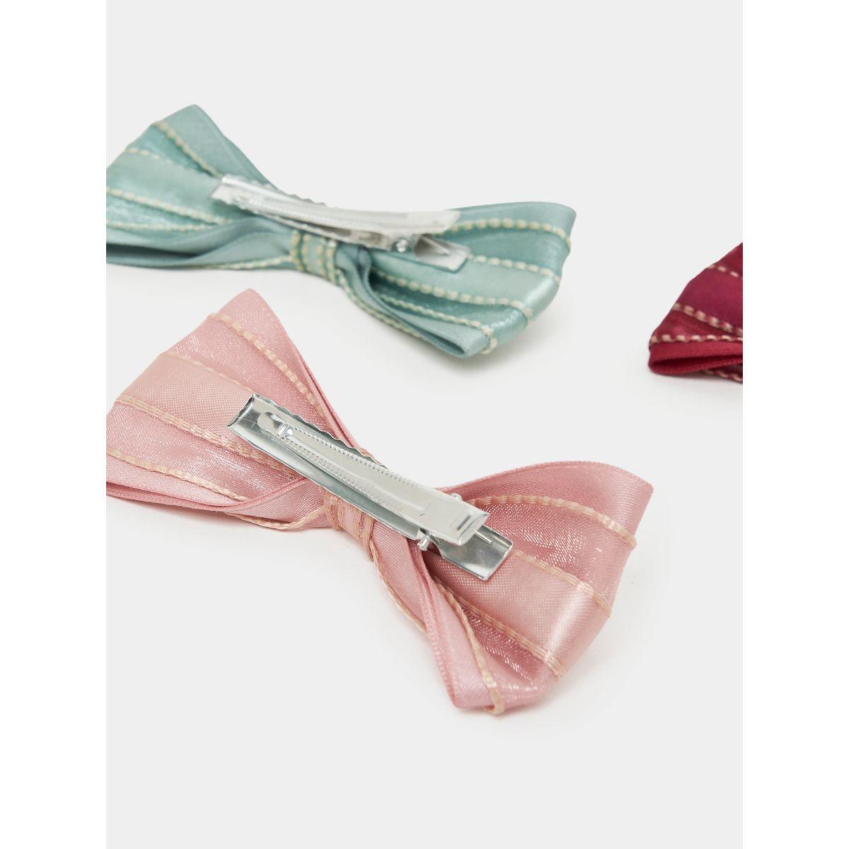 Styli Set of 3 - Striped Satin Bow Hair Clip-girls-accessories-jewellery-image-2