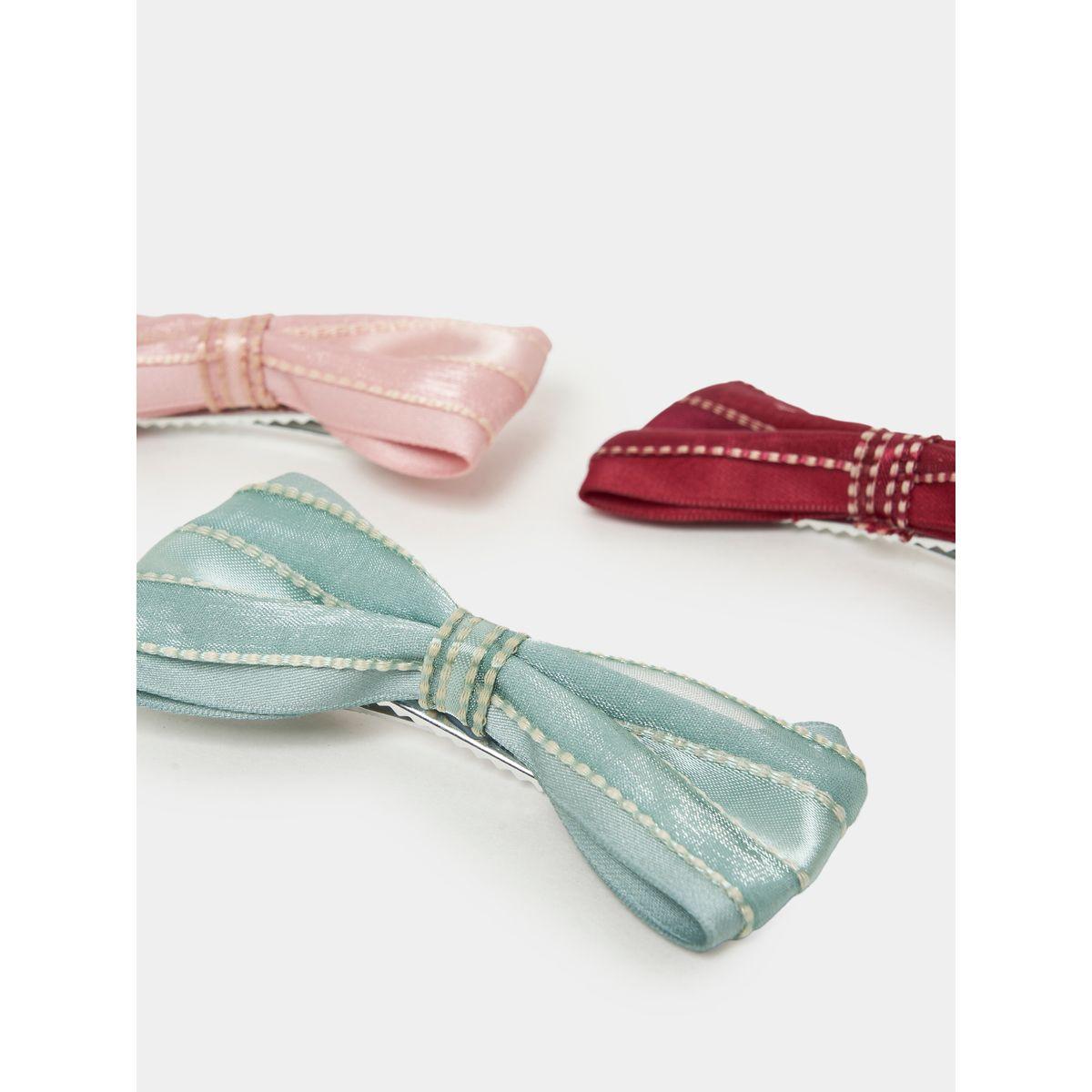 Styli Set of 3 - Striped Satin Bow Hair Clip-girls-accessories-jewellery-image-3