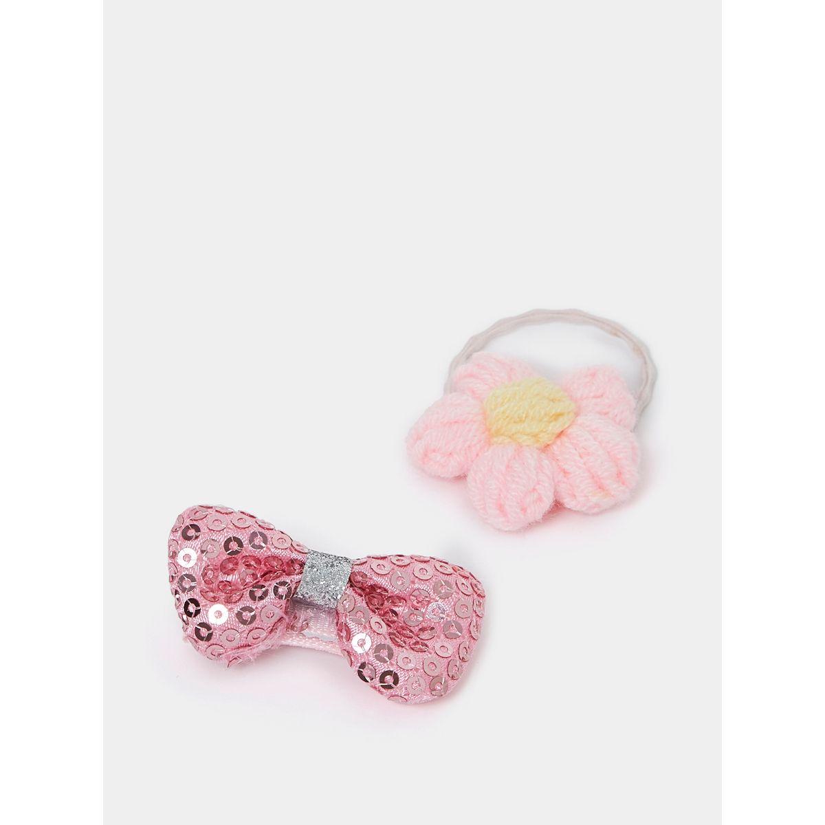 Styli Set of 2 - Sequin Bow and Floral Hair Ties-girls-accessories-jewellery-image-1