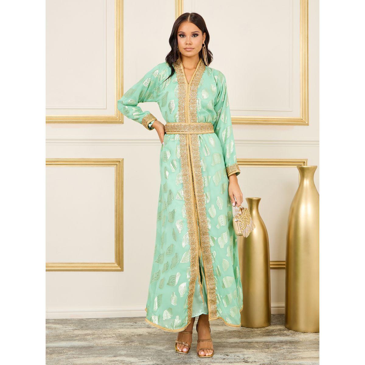 Maxim Creation X Styli  Embroidered Lace Lurex Texture Sheer Jalabiya-women-arabicclothing-jalabiyas-image-1