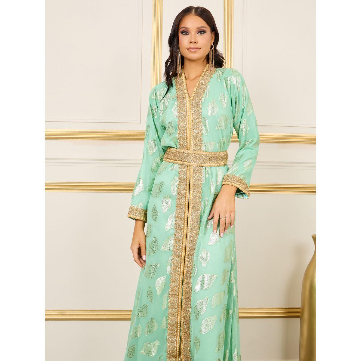 Maxim Creation X Styli  Embroidered Lace Lurex Texture Sheer Jalabiya-women-arabicclothing-jalabiyas-image-4