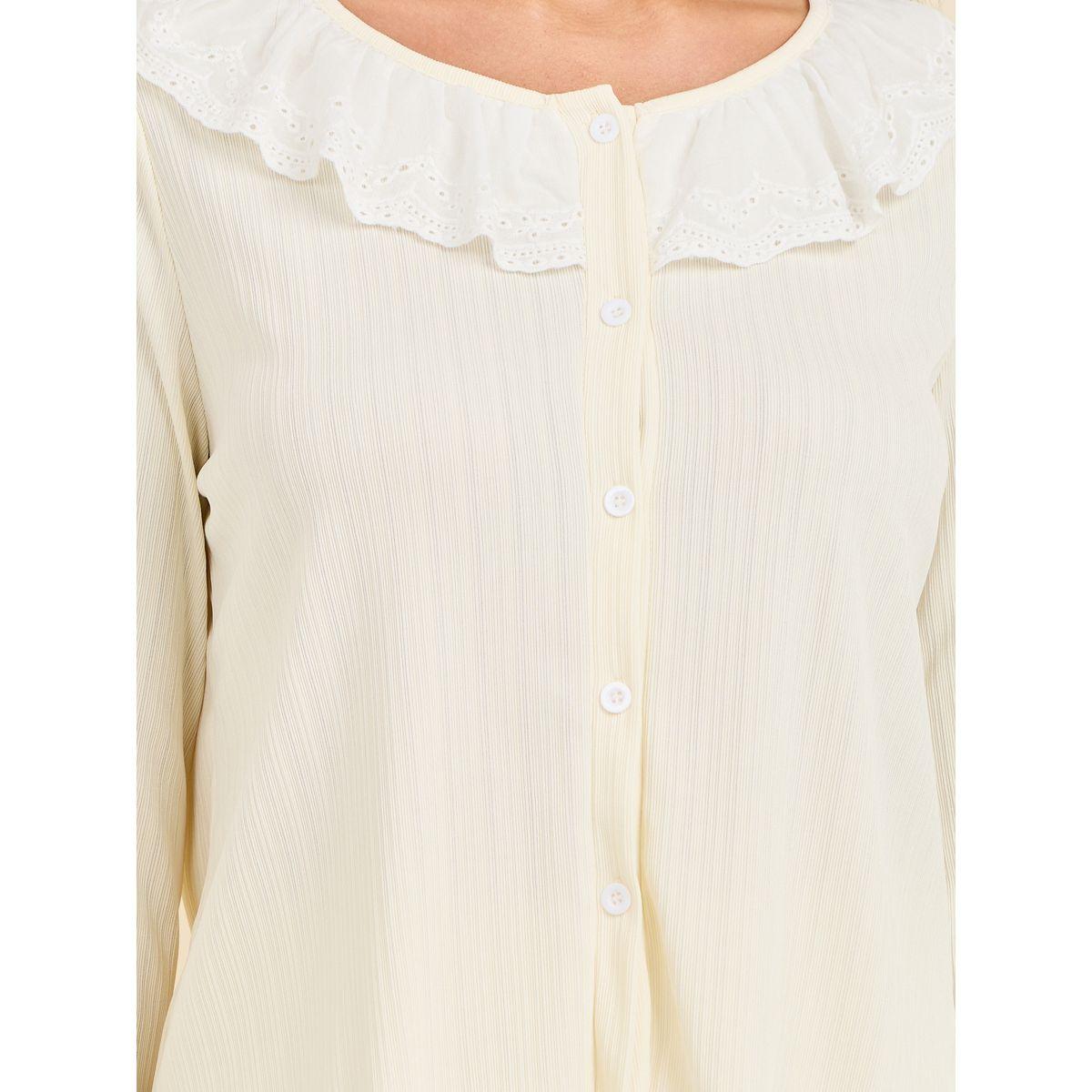 Styli Unwind Broderie Ruffle Neck Ribbed Shirt and Pyjama Set-women-clothing-nightwear-pyjamas-longsets-image-3