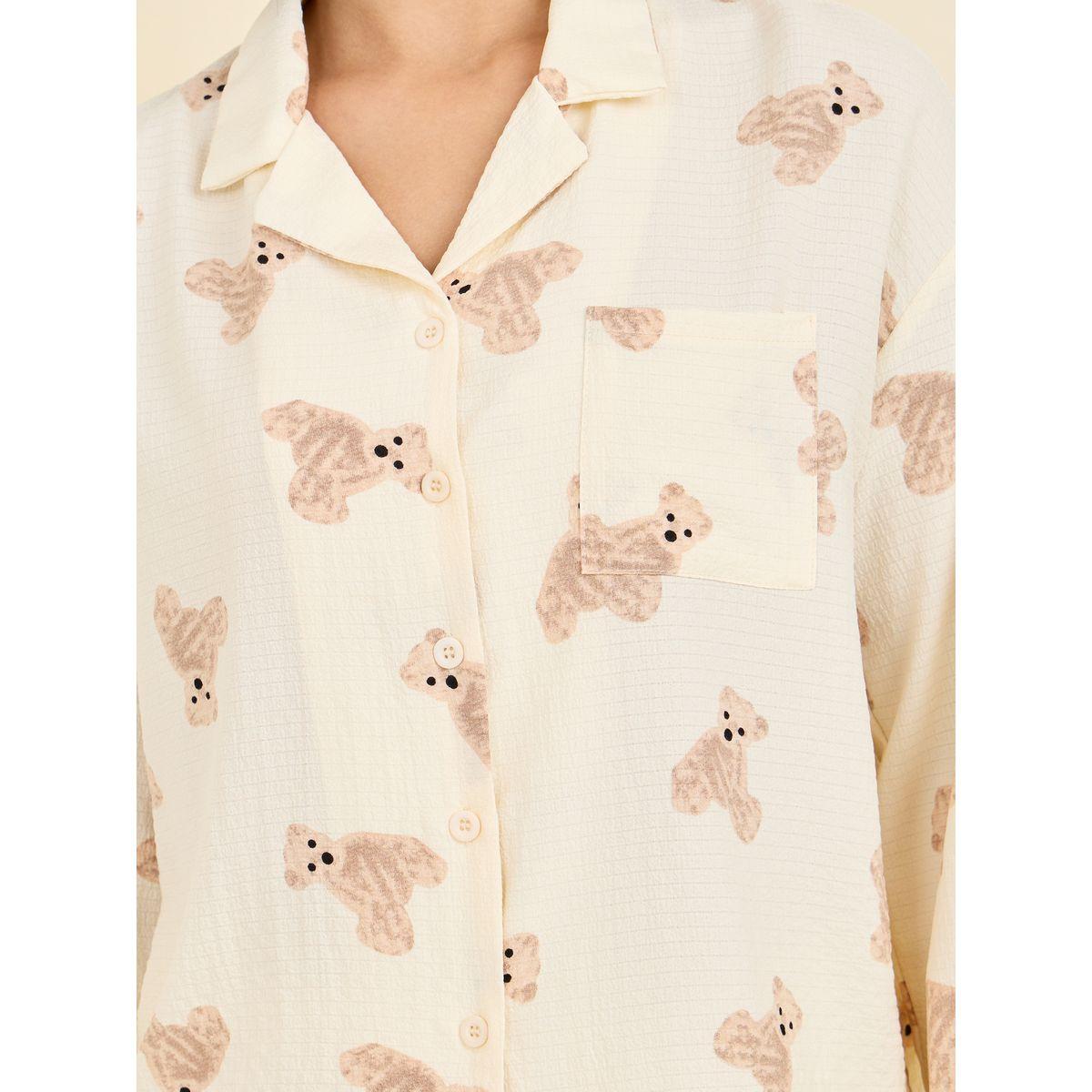 مجموعة من بنطال بيجاما مع بلوزة مطبعة بالكامل-women-clothing-nightwear-pyjamas-longsets-image-3