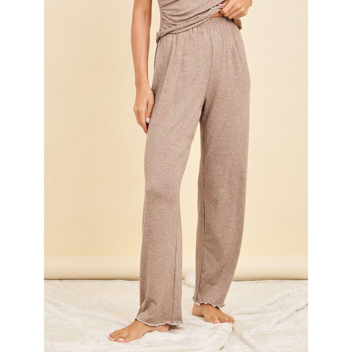 طقم من بنطال بيجاما وتيشيرت بتداخلات دانتيل-women-clothing-nightwear-pyjamas-longsets-image-5