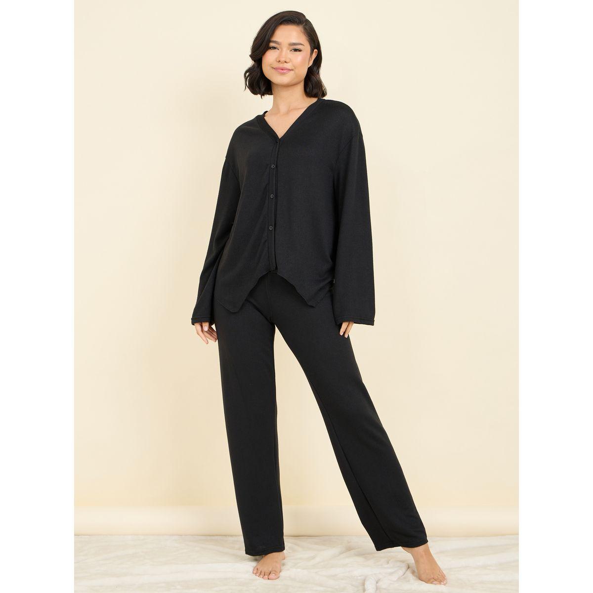 Styli Unwind Handkerchief Hem Drop Shoulder Cardigan and Pant Set-women-clothing-coordsets-image-1