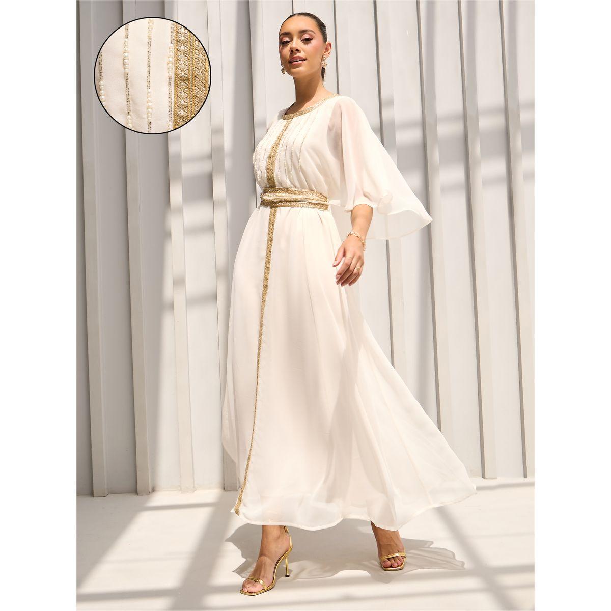Styli Hand Embroidery Draped Kaftan-women-arabicclothing-kaftan-image-1