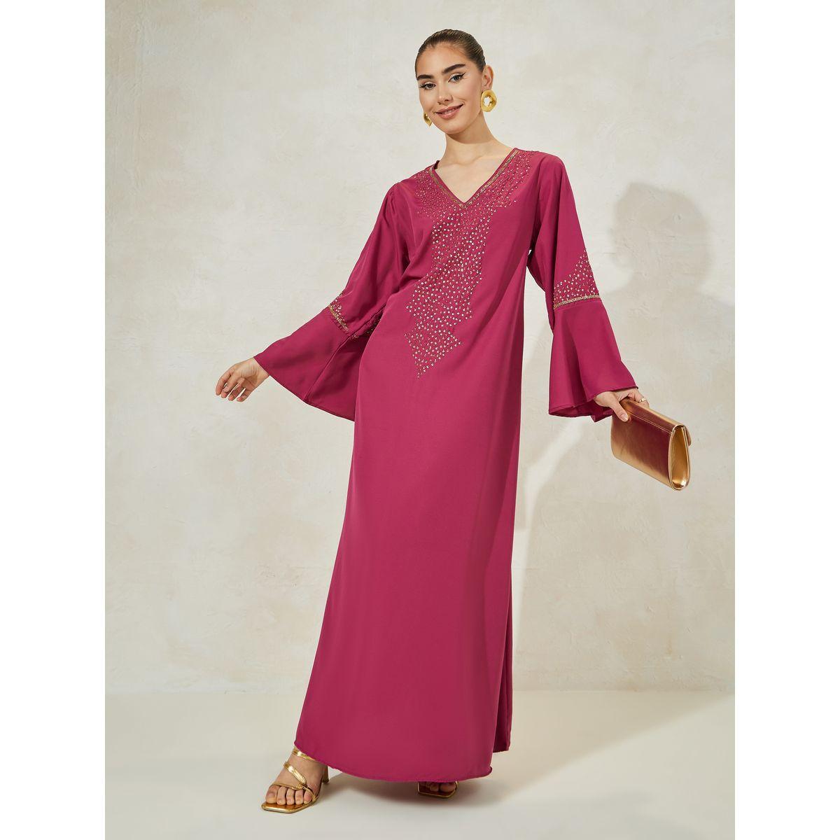 Styli Embellished Detail Bell Sleeves Jalabiya-women-arabicclothing-jalabiyas-image-1